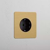 Single Schuko Module - Antique Brass Black