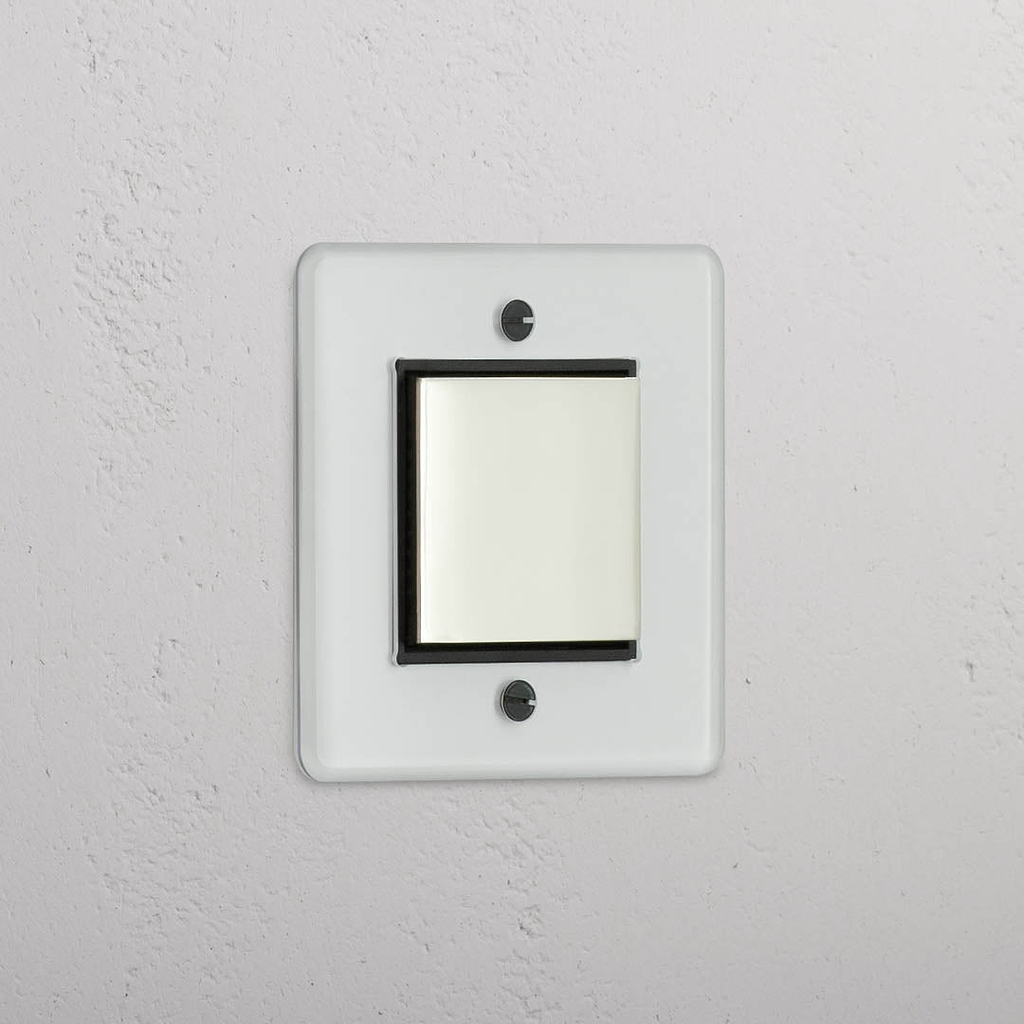 Interruptor basculante individual central em Níquel Polido Transparente Preto - Acessório de gestão de Iluminação eficiente