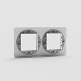 Elegante espelho de interruptor 45 mm duplo em Transparente Preto para iluminação eficiente - em fundo branco