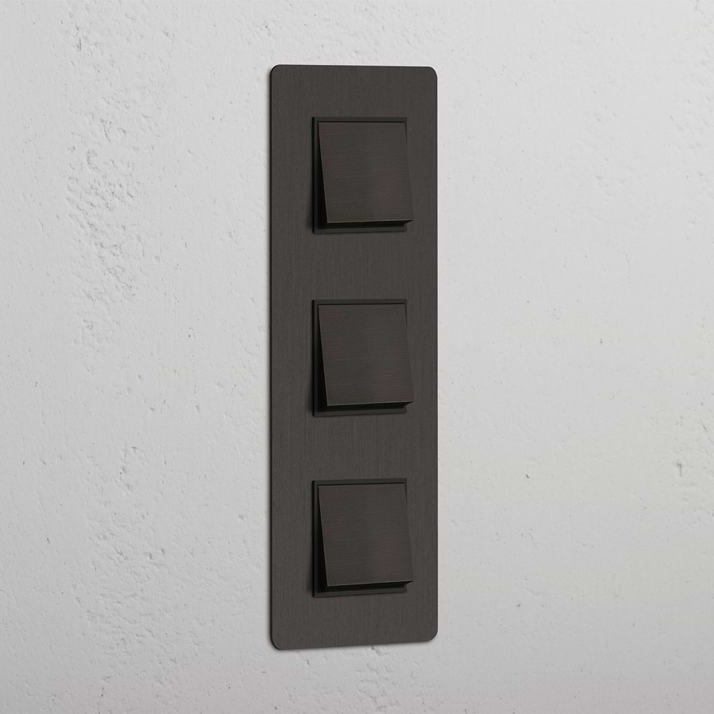 Interruptor basculante vertical triplo Bronze Preto - Eficiente solução de operação de luz