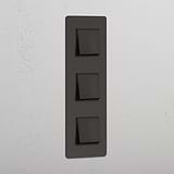 Interruptor basculante vertical triplo Bronze Preto - Eficiente solução de operação de luz