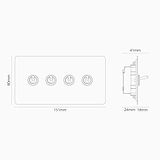 Interruptor articulado de quatro vias duplo – Níquel Polido