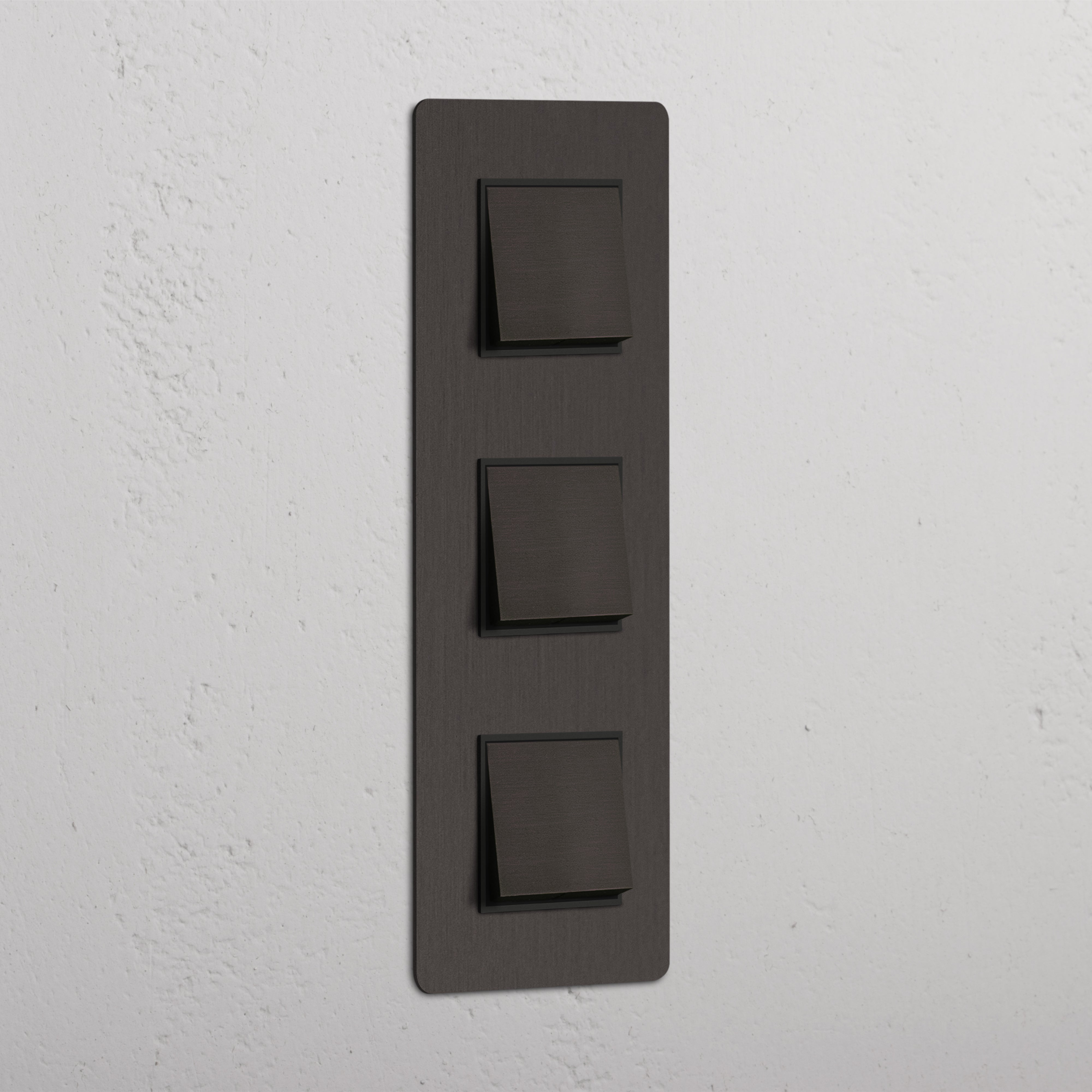 Interruptor basculante vertical triplo Bronze Preto - Eficiente solução de operação de luz