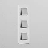 Interruptor basculante vertical de três vias triplo – Níquel Polido Pintável Branco