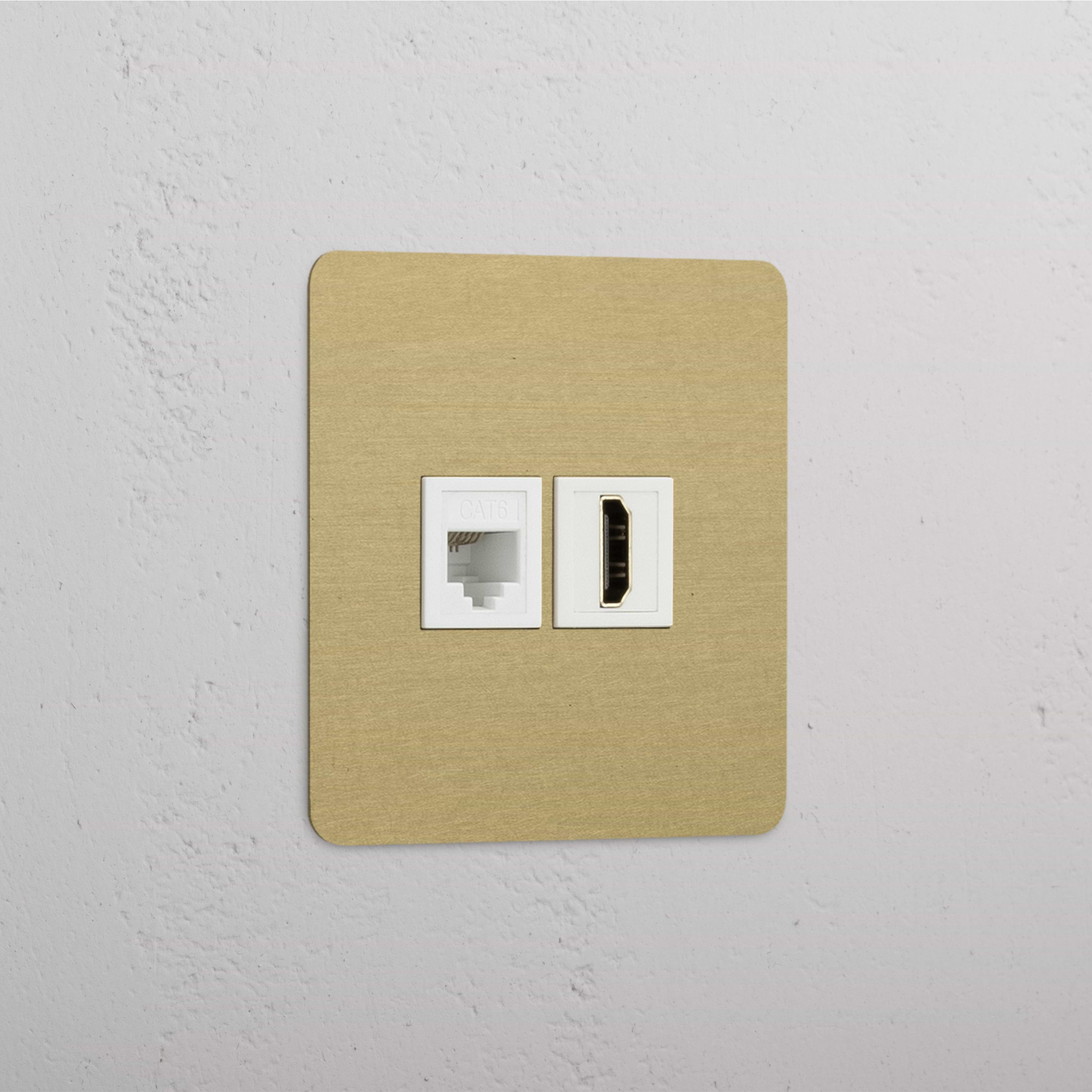 Módulo RJ45 e HDMI individual Latão Antigo Branco - conetividade superior
