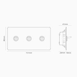 Interruptor articulado de três vias duplo – Latão Antigo Transparente