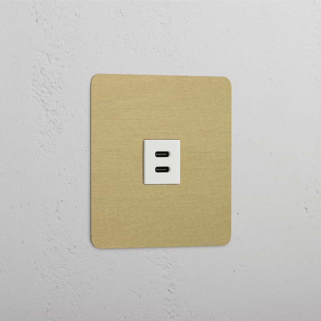 Módulo USB 30W individual Latão Antigo Branco - carregamento de alta velocidade