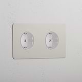 Double 2x Schuko Module - Polished Nickel White