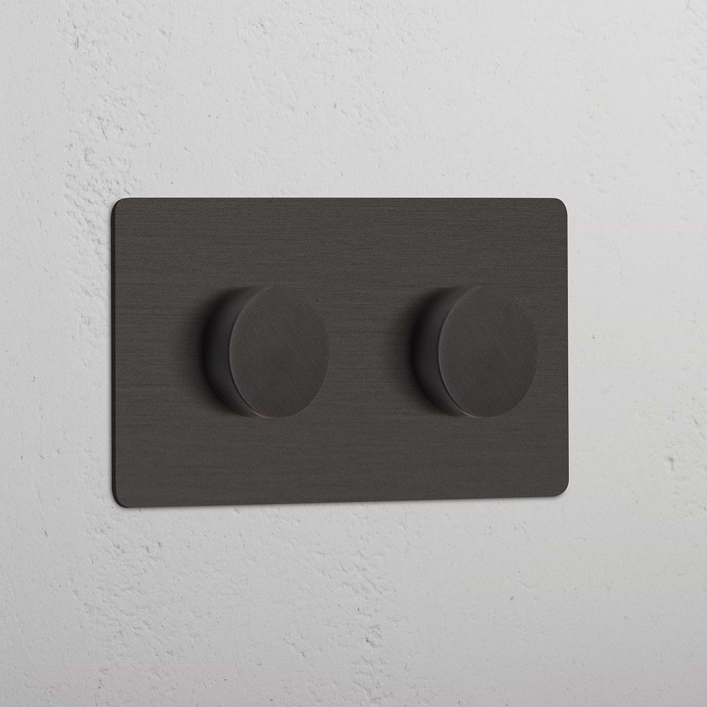 Interruptor regulador duplo em Bronze - Controlo de luz ajustável