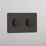 Interruptor regulador duplo em Bronze - Controlo de luz ajustável