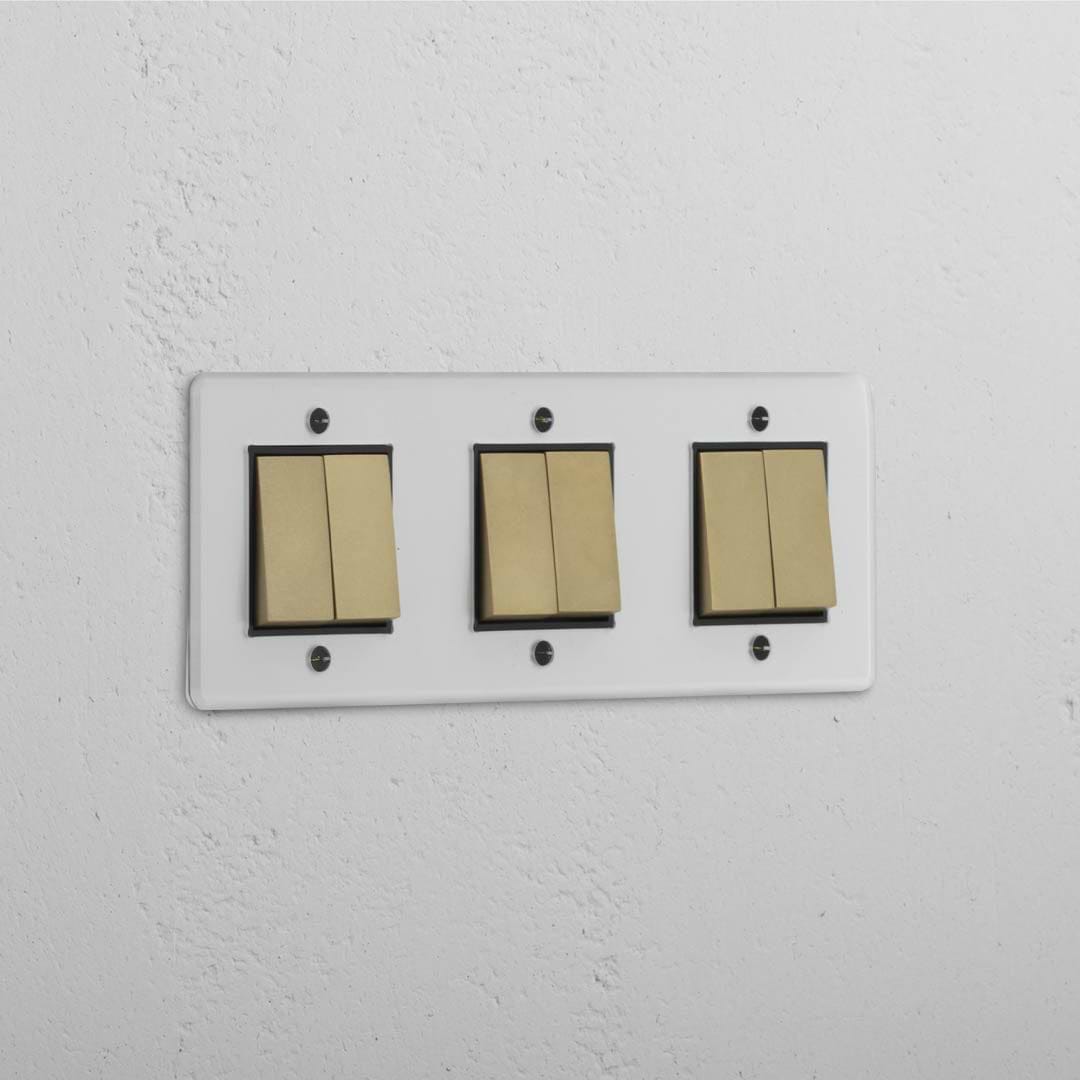 Interruptor basculante triplo em Latão Antigo Transparente com 6 posições - Ferramenta de controlo de luz abrangente