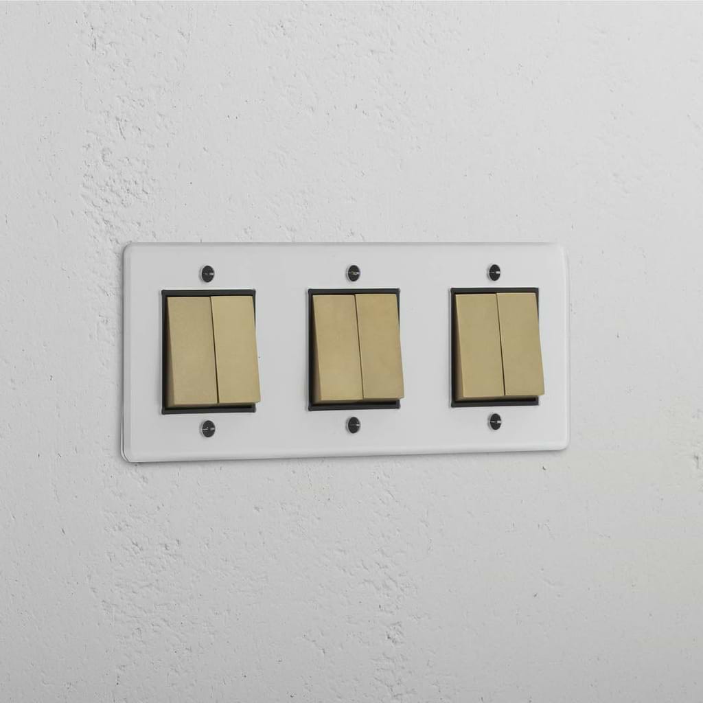 Interruptor basculante triplo em Latão Antigo Transparente com 6 posições - Ferramenta de controlo de luz abrangente