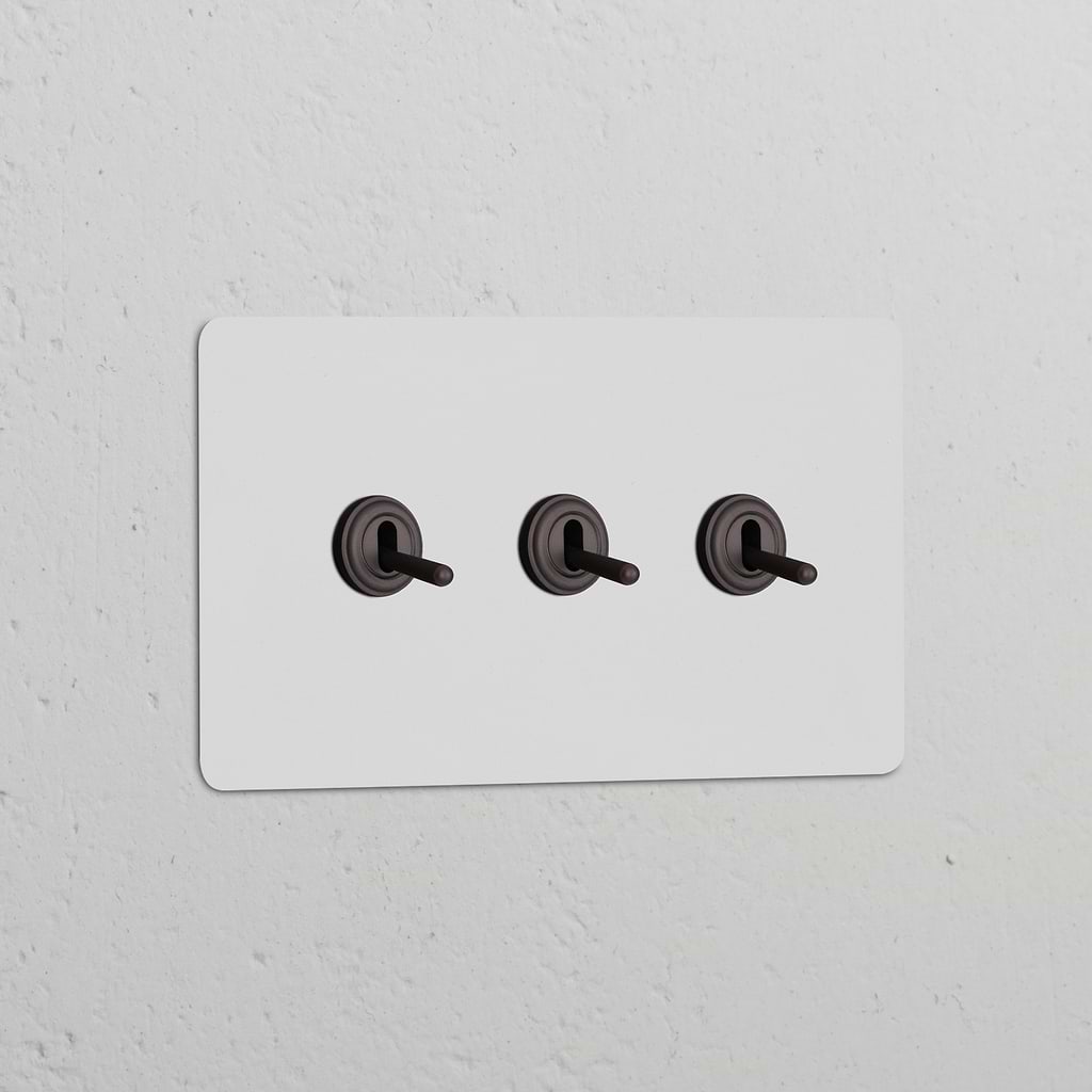 Interruptor articulado de três vias duplo – Bronze Pintável 