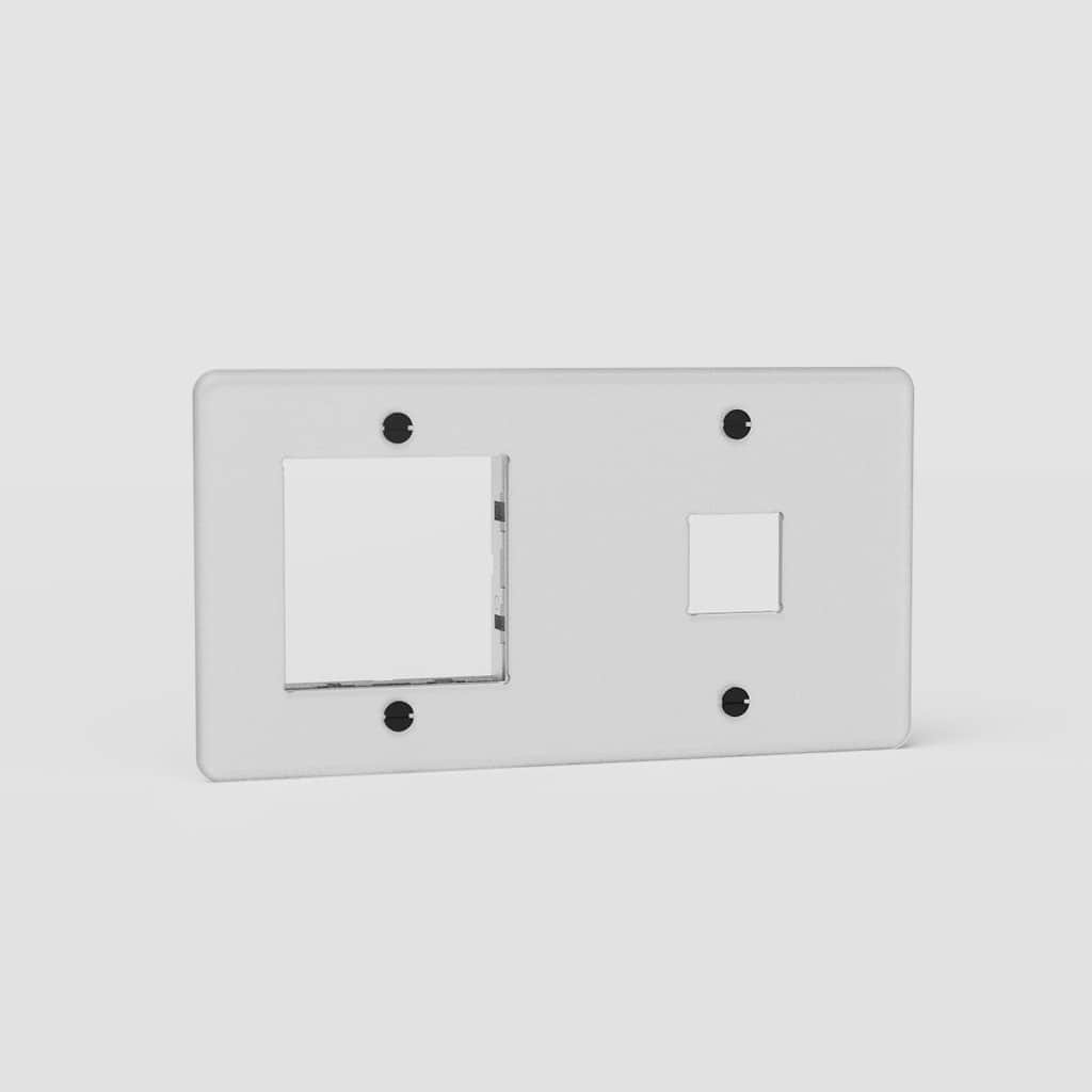Espelho de interruptor 45 mm e keystone duplo em Transparente Preto europeu - Elegante acessório de controlo de luz