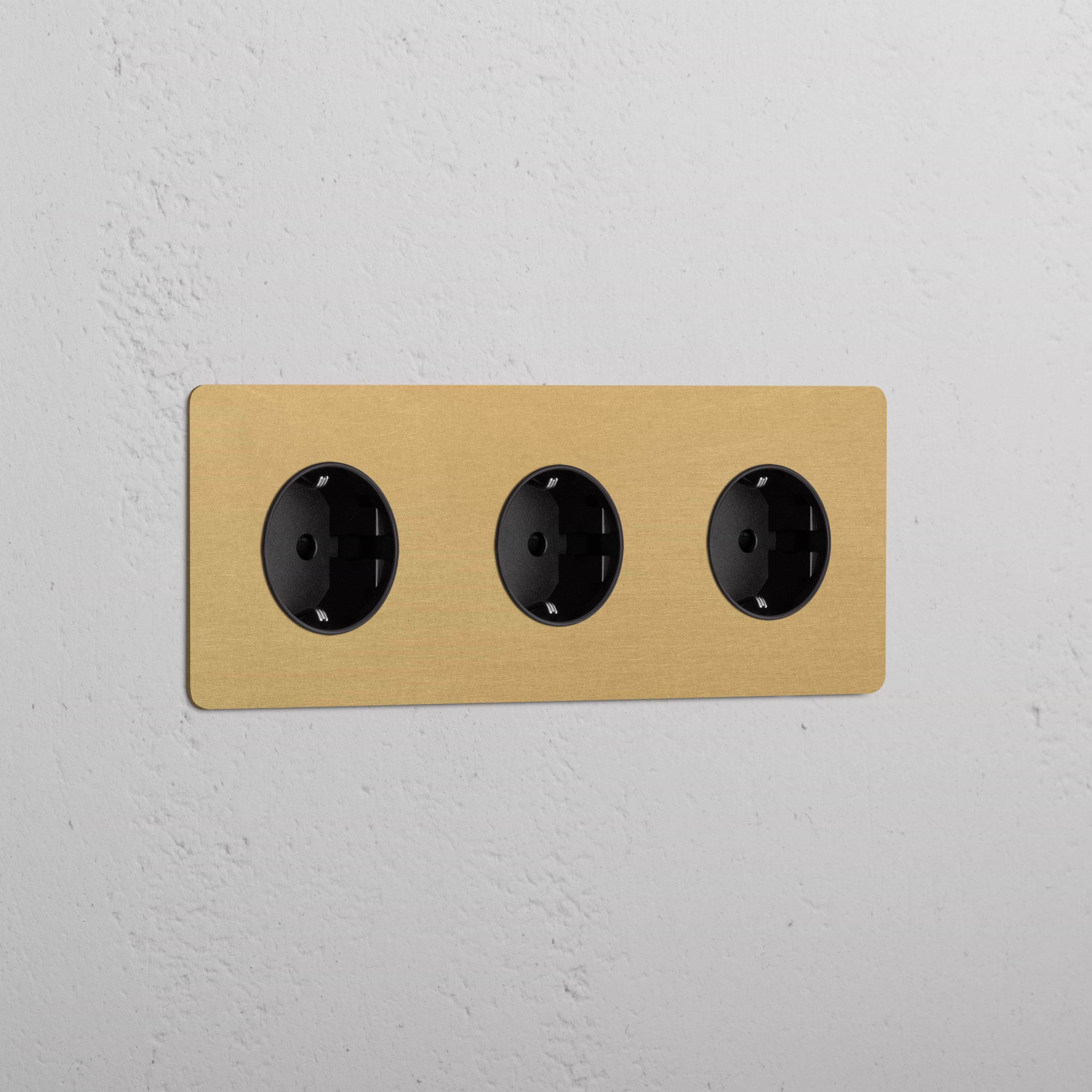 Triple 3x Schuko Module - Antique Brass Black