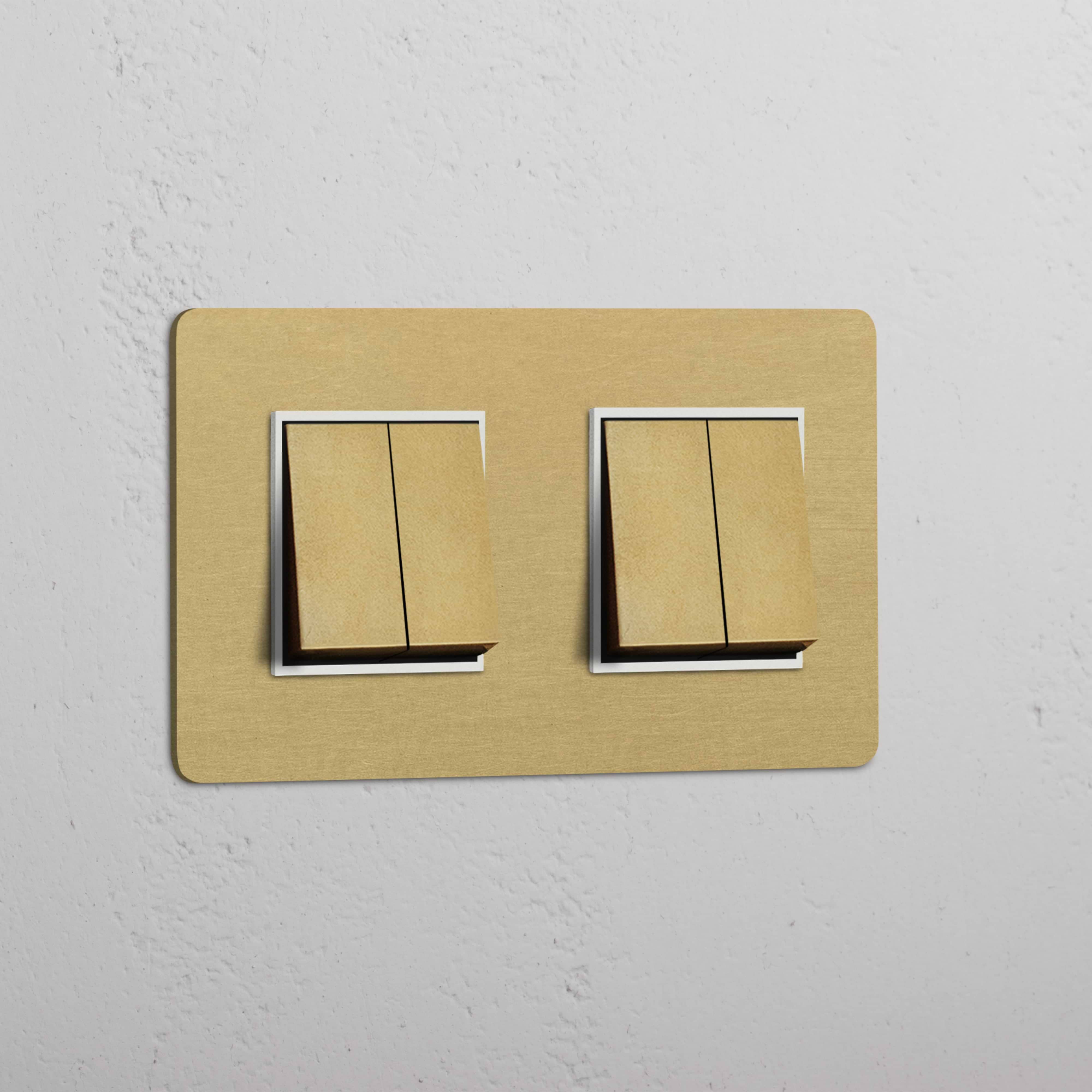 Interruptor basculante duplo com 4 posições Latão Antigo Branco - funcionalidade melhorada