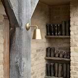 Candeeiro de parede - Latão maciço em parede acabado em Latão Antigo em madeira