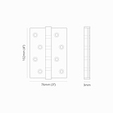 Par de dobradiças de aço para porta Saxon FR60 – Níquel Polido