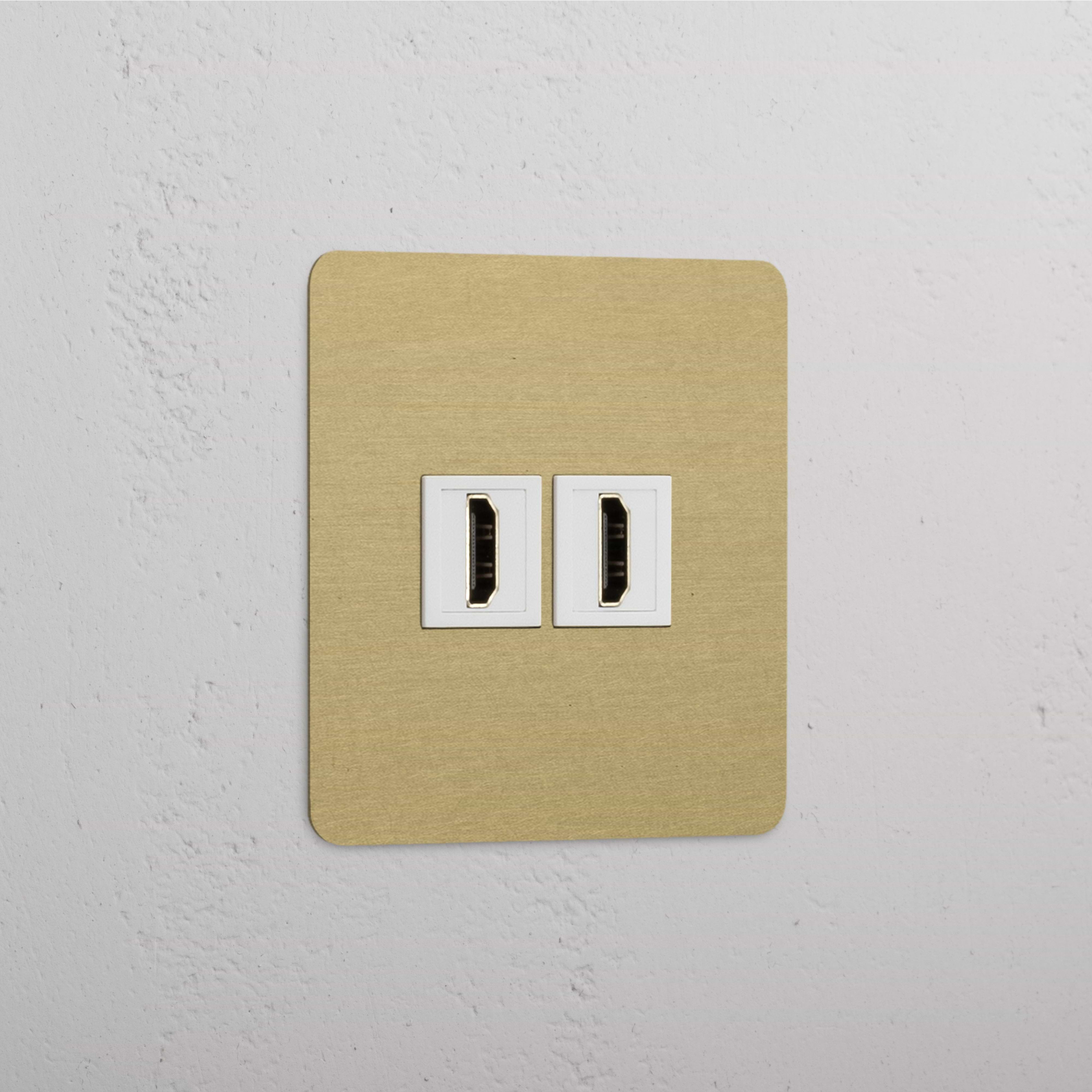 Módulo HDMI individual com portas duplas Latão Antigo Branco - alta qualidade