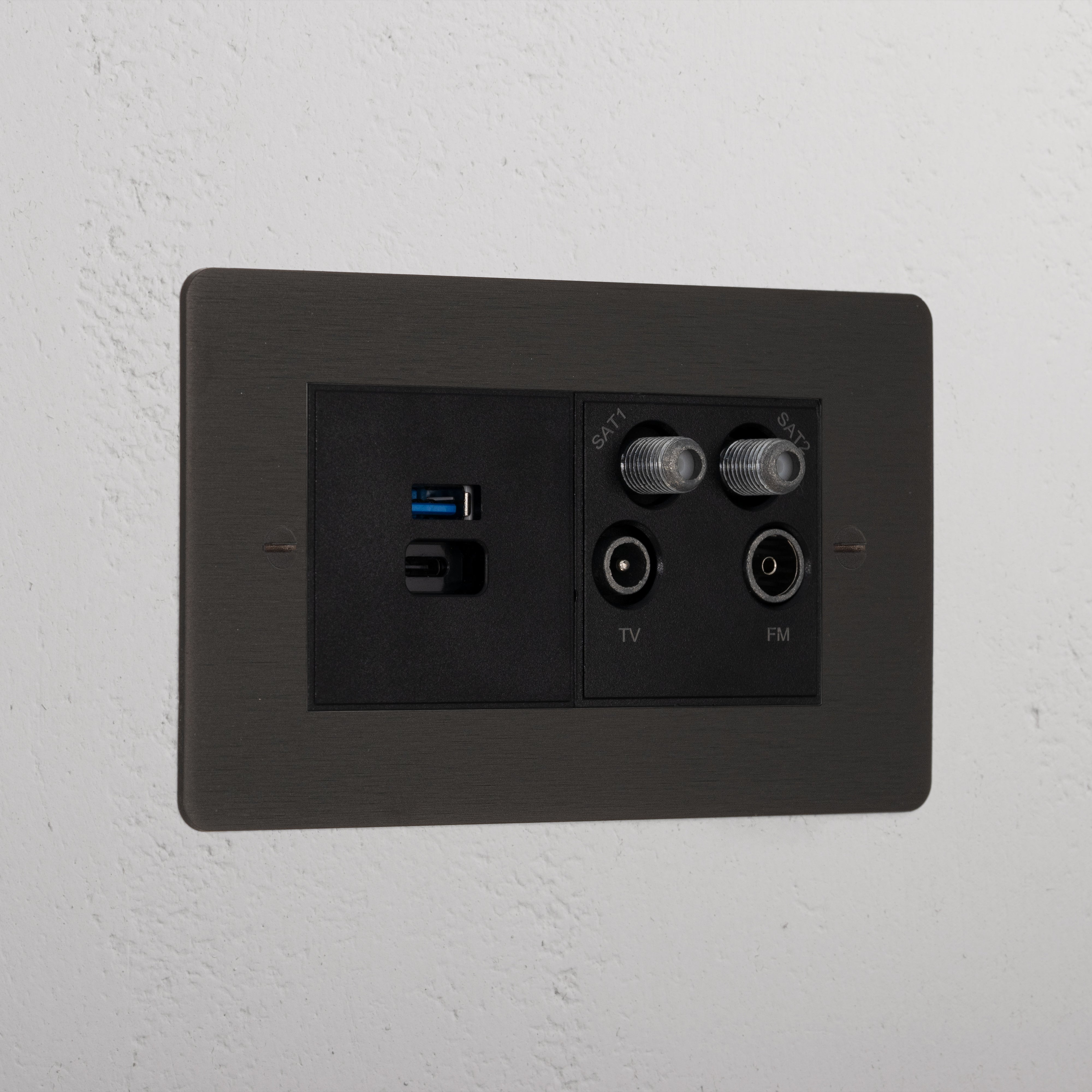 Bronze Luxury Usb A+C Fast Charge And Tv Aerial Socket