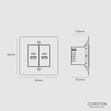 2x USB A+C Socket - Polished Nickel White