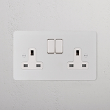 Double Socket UK - Paintable White
