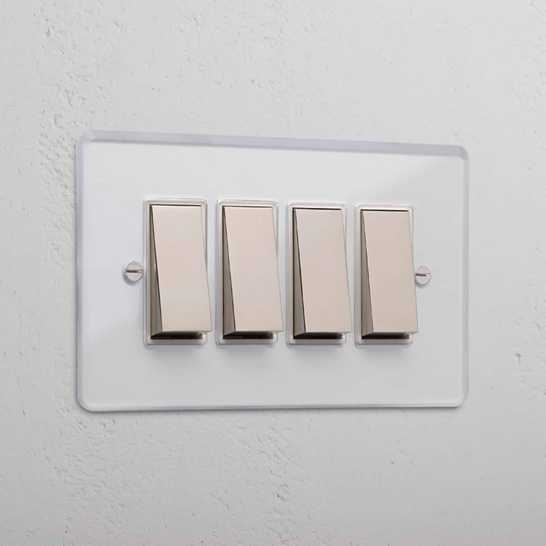 4G Two Way Rocker Switch - Clear Polished Nickel White