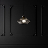 Brookfield Medium Pendant Light Fluted Glass - Antique Brass
