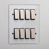 8G Two Way Rocker Switch - Clear Polished Nickel Black