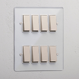 8G Two Way Rocker Switch - Clear Polished Nickel White