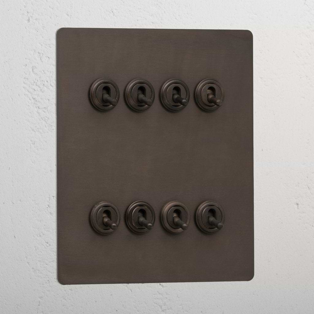 Bronze Elegant 8 Gang 2 Way Toggle Light Switch