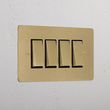 4G Two Way Rocker Switch - Antique Brass Black