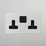 Double Socket UK - Paintable Black