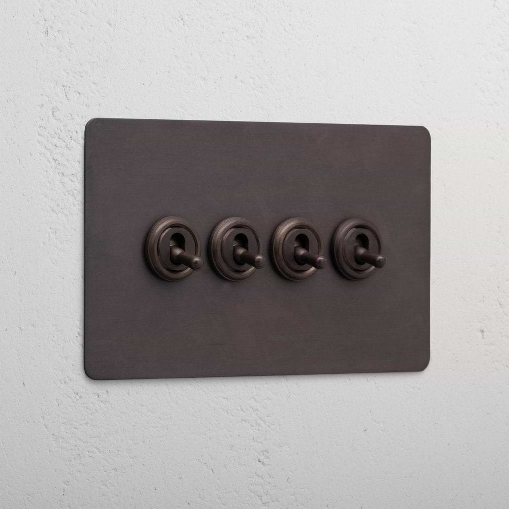 Bronze 4 Gang 2 Way Vintage Light Switch