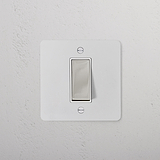 1G Retractive Rocker Switch - Paintable Polished Nickel White