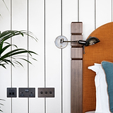 Bronze Designer Double Socket Beside Orange Bed