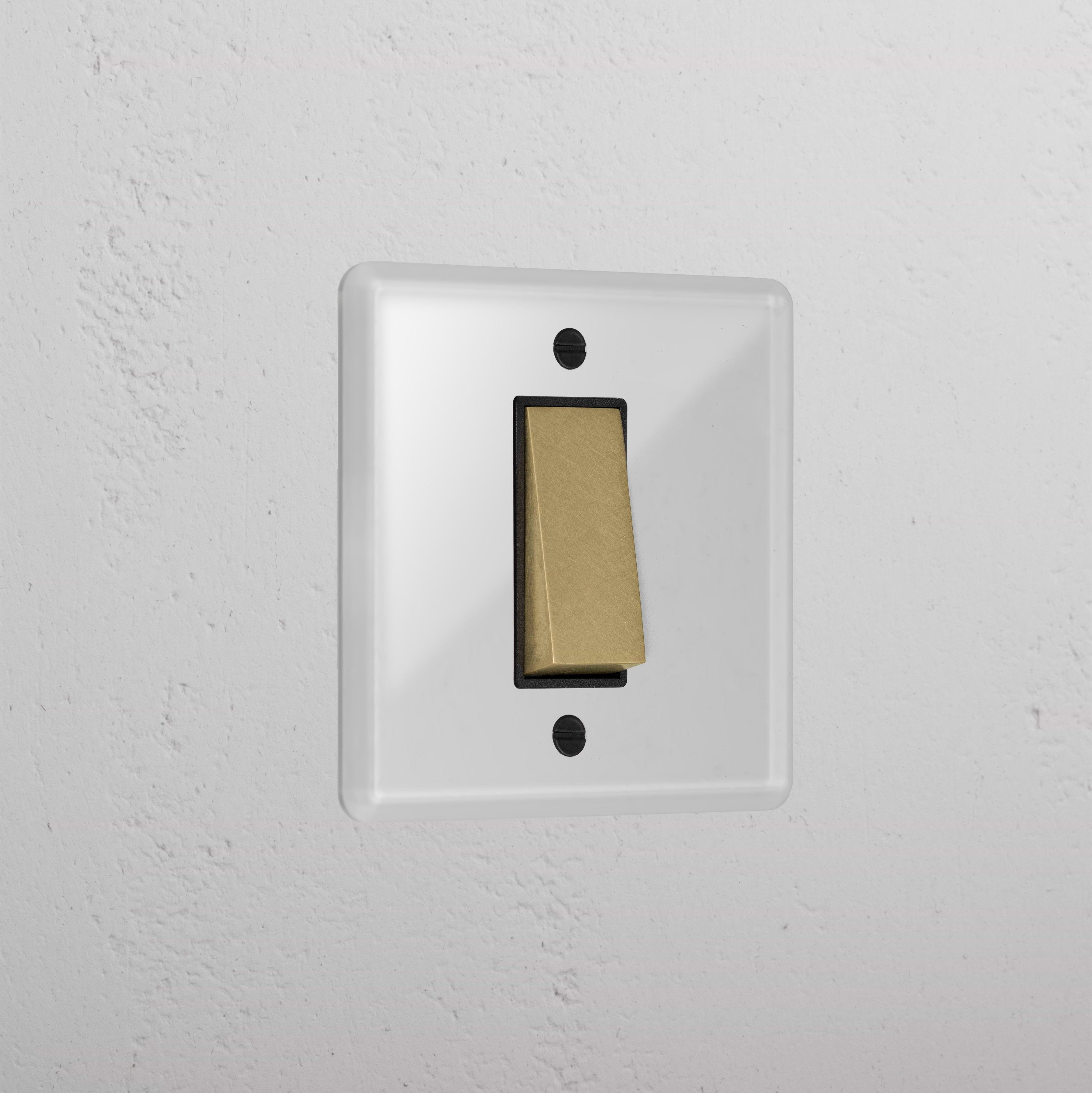 1G Retractive Rocker Switch - Clear Antique Brass Black