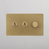 3G Mixed Switch 2T1D - Antique Brass