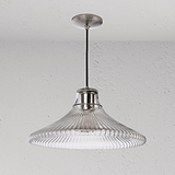 Hammersmith Large Pendant Light Fluted Glass - Polished Nickel