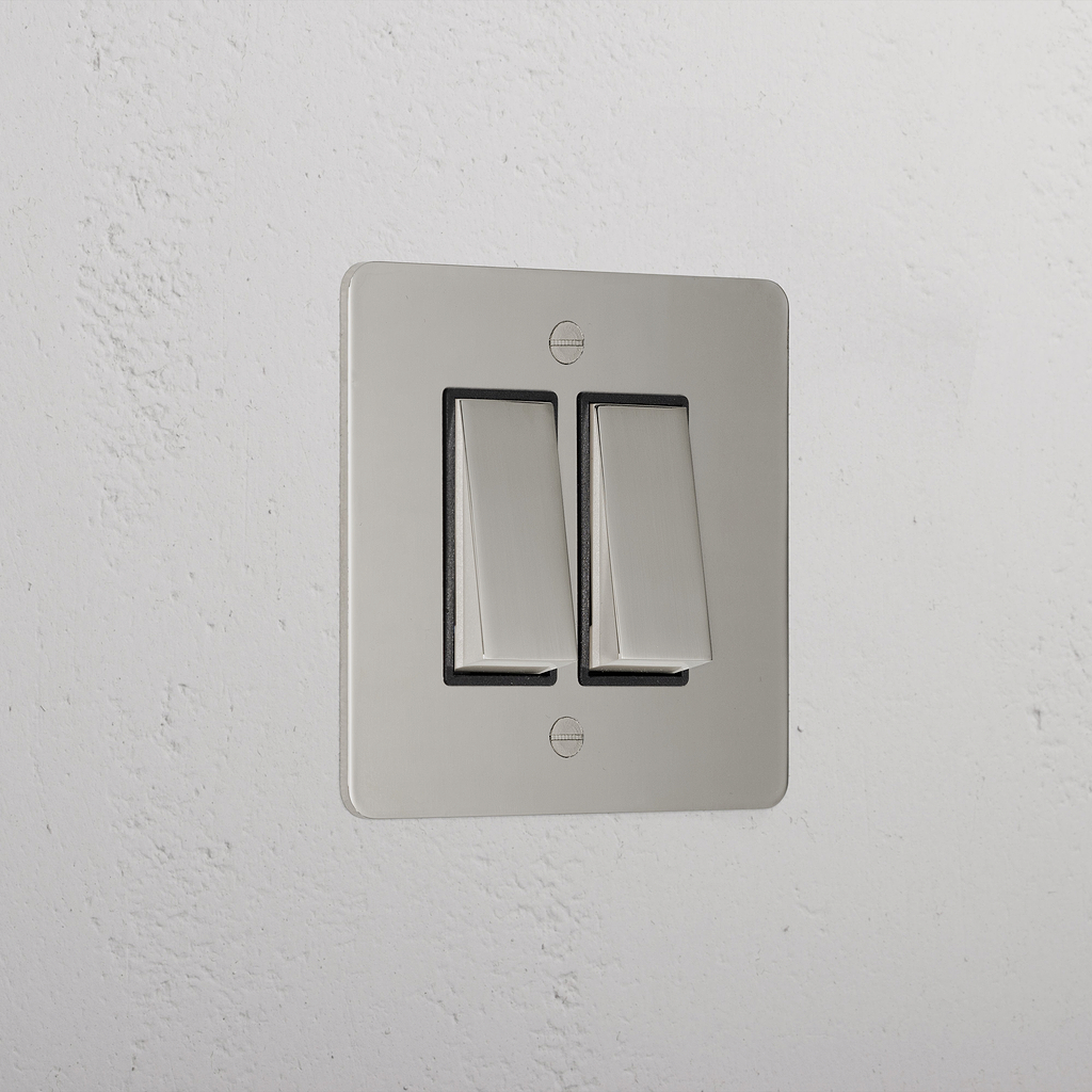 2G Two Way Rocker Switch - Polished Nickel Black