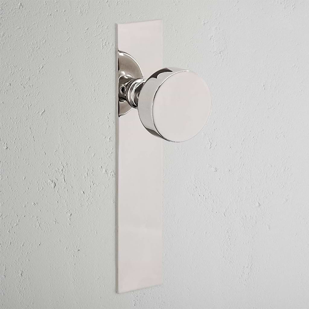 Onslow Long Plate Fixed Door Knob - Polished Nickel   