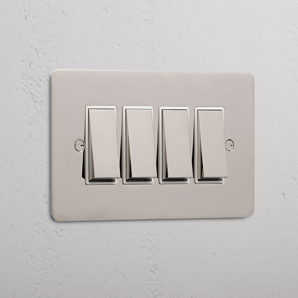 4G Two Way Rocker Switch - Polished Nickel White