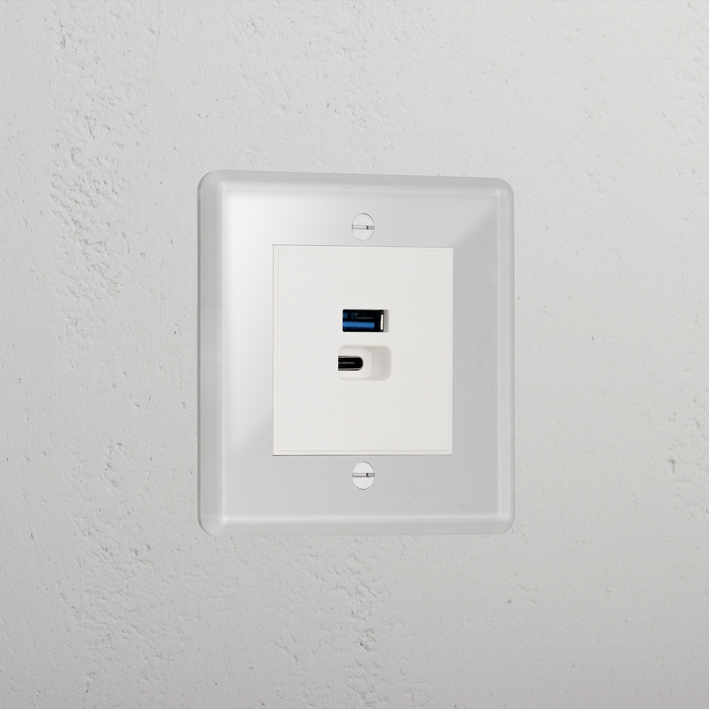 Clear Usb A+C Fast Charge Elegant Socket White