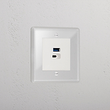 Clear Usb A+C Fast Charge Elegant Socket White