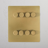 antique brass elegant 8 gang dimmer switch on wall