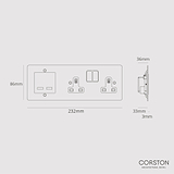 Double Socket + USB A+C Fast Charge - Antique Brass Black