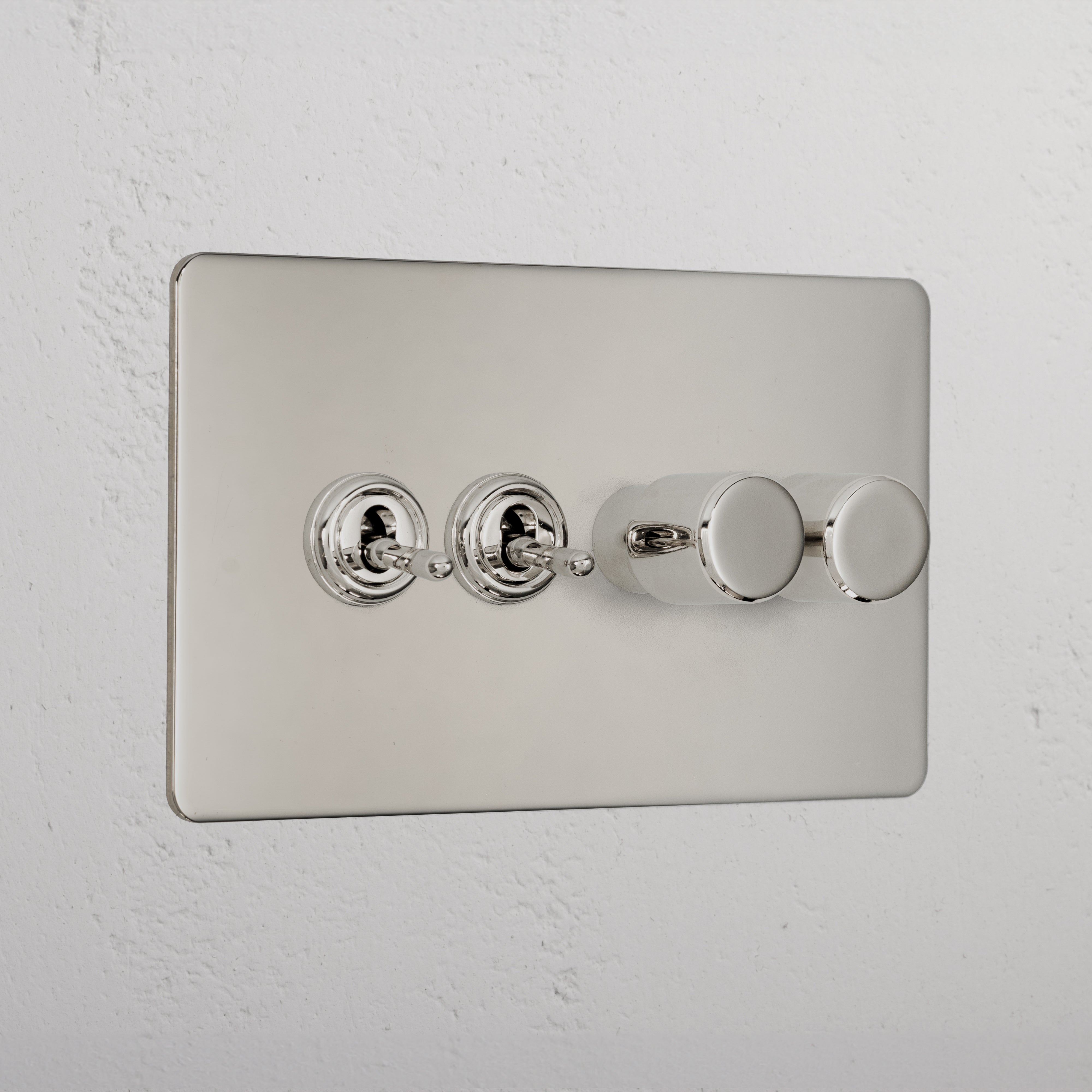 Premium Polished Nickel 4 Gang Mixed Light Switch