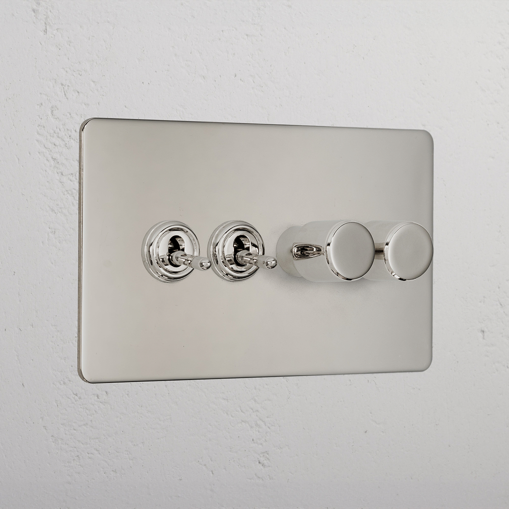 Premium Polished Nickel 4 Gang Mixed Light Switch