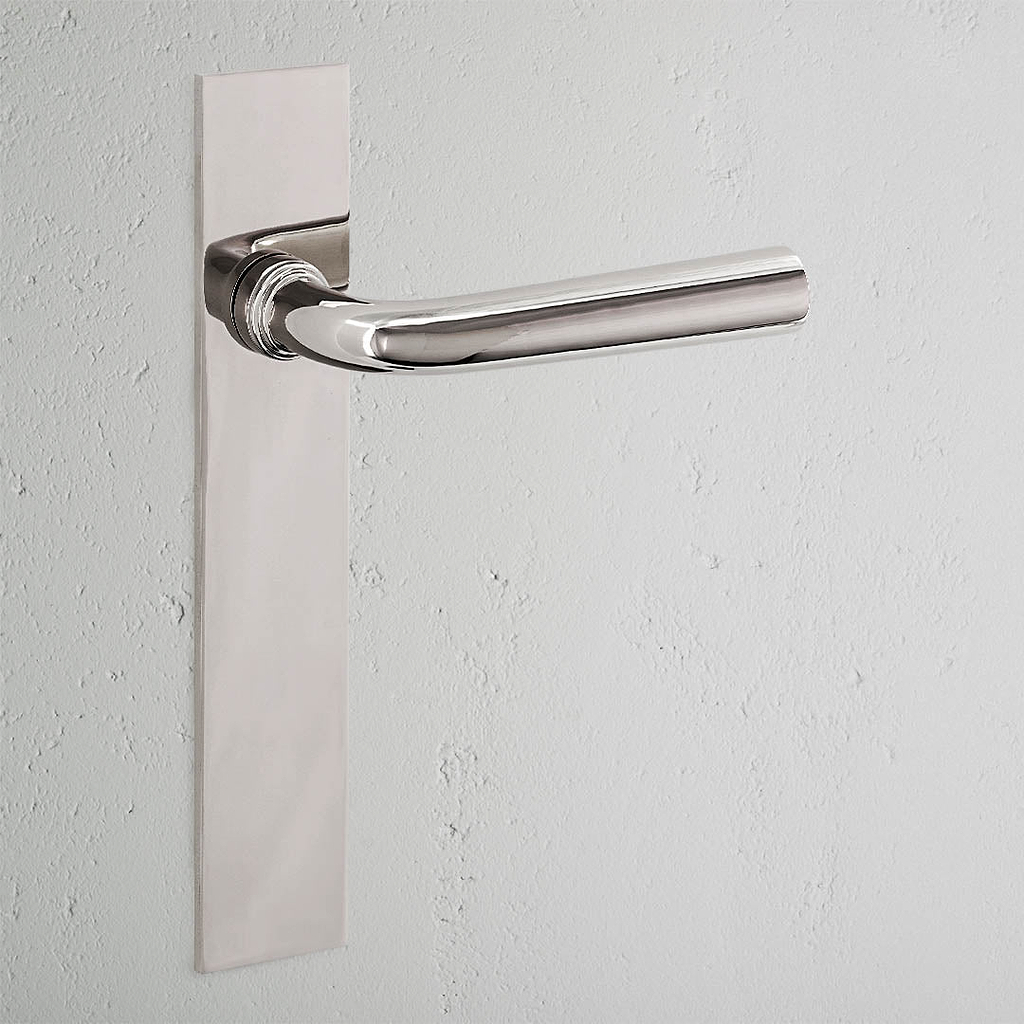 Apsley Long Plate Fixed Door Handle - Polished Nickel