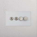 4G Mixed Switch 2T2D - Paintable Polished Nickel